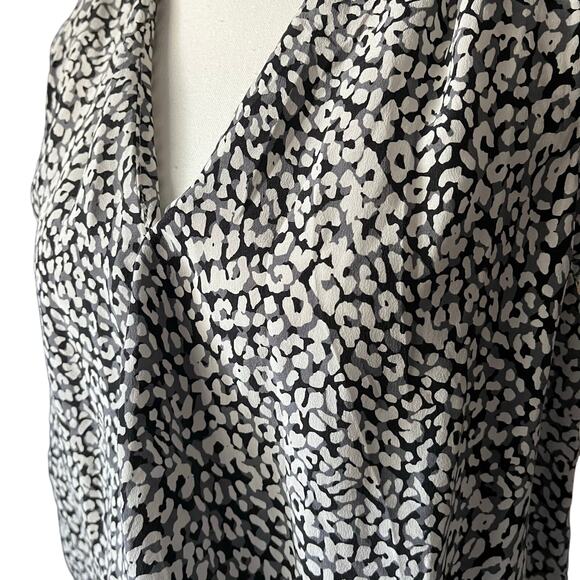 Joie Naya B Silk Halter Blouse in Caviar Women's M Leopard Print Gray Black - Picture 4 of 7
